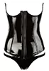 Corset seins nus en vinyl noir lacé