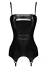 Corset vinyl porte jarretelles noir Dominae