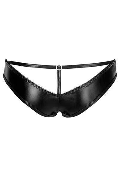 Culotte cuir simili dos ajouré bijou