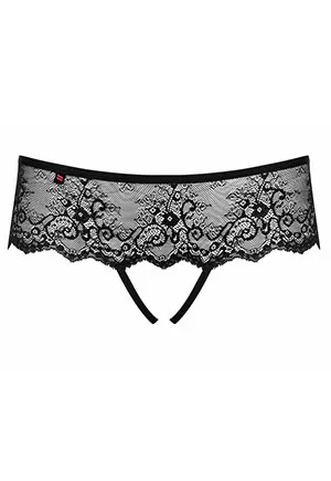 Culotte tanga ouvert noir Merossa