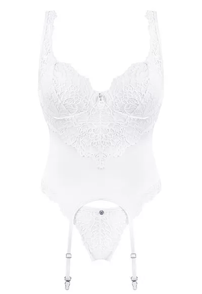 Guêpière blanche dentelle string Amor