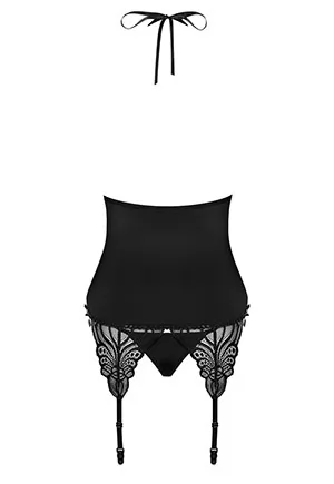 Guêpière dentelle string Noir 828