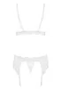 Lingerie dentelle jarretelles 3 pcs Blanc 810