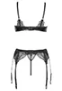 Lingerie effet cuir noir Marilyn 3p