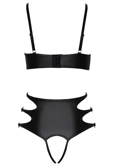 Lingerie ouverte bondage faux cuir 2p