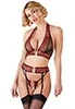 Lingerie ouverte jarretelles rouges 3p