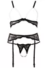 Lingerie ouverte perles sexy Noir 3pièces