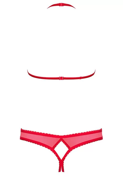 Lingerie ouverte Rouge Soutien gorge string 870