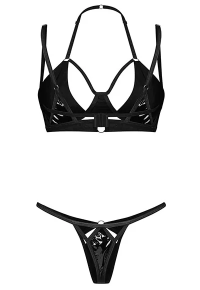 Lingerie vinyl noir Keira Lise
