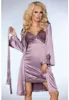 Nuisette satin et dentelle violet et string