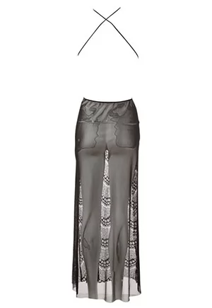 Robe longue transparente fendue clubbing