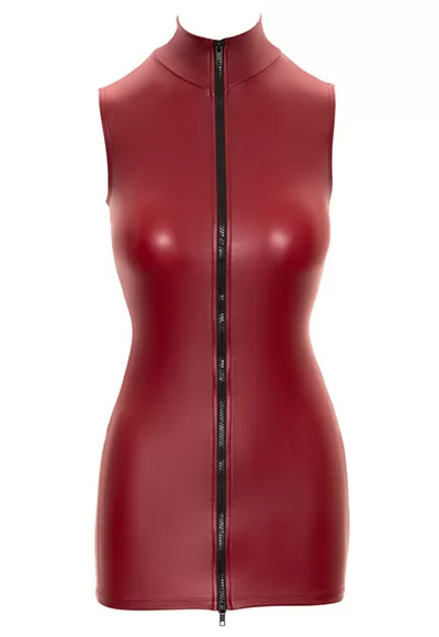 Robe moulante rouge zip double