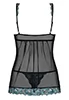 Babydoll transparente Amanta Noir Turquoise