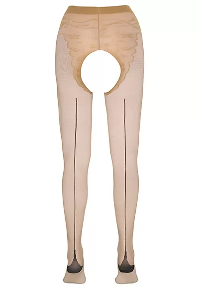 Collant ouvert chair couture noire