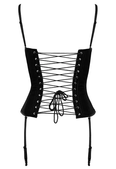 Corset en satin noir mat