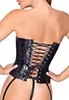 Corset en vinyl noir lacé au dos et string