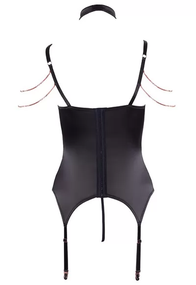 Guêpière redresse seins string ouvert chainette