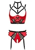 Lingerie bondage rouge short jarretelles