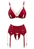 Lingerie ouverte rouge soutien gorge jarretelles 3p