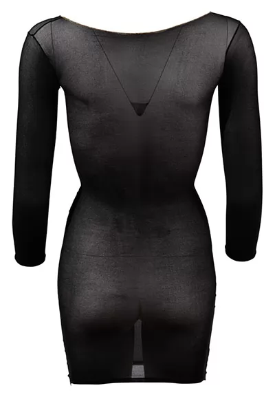 Mini robe transparente nylon manches noir