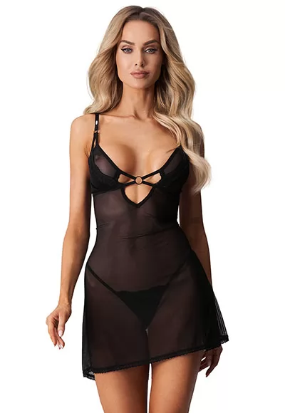 Nuisette transparente et string Alliane