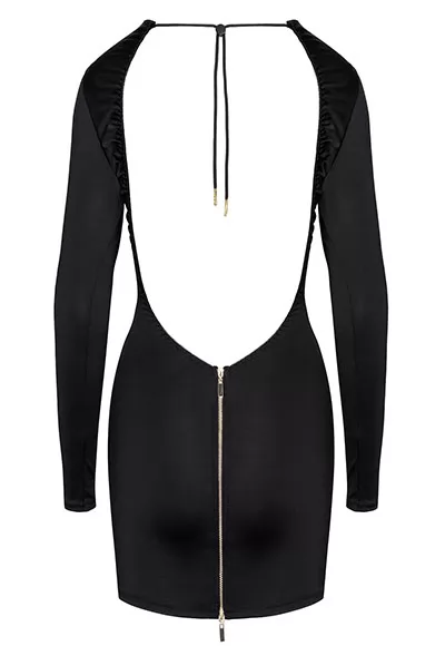 Robe mini clubbing dos nu zippée