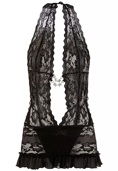 Robe mini dentelle décolleté vertigineux