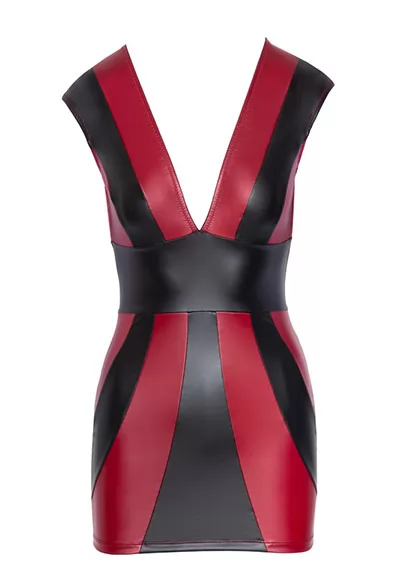 Robe moulante sexy à rayures noire et rouge