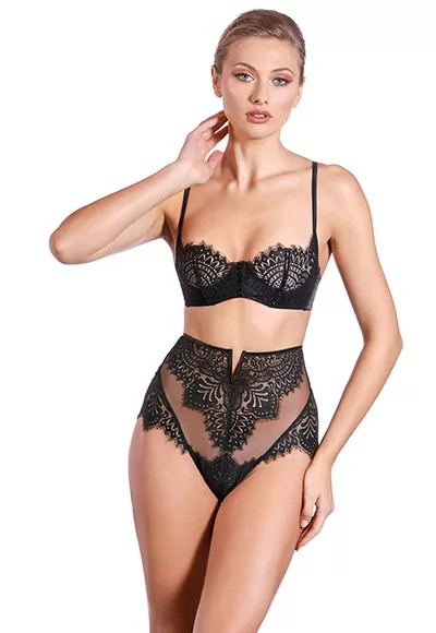 Slip Brésilien taille haute noir Black Swan