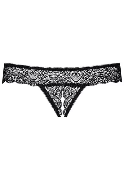 String ouvert dentelle Miamor Noir