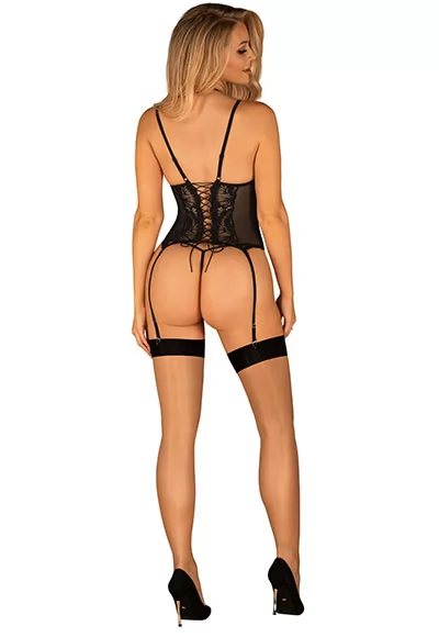 Alessya Corset et string noir