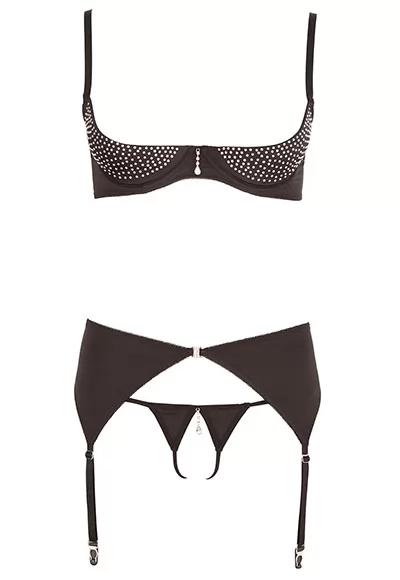 Lingerie classe ouverte strass bijou 3p