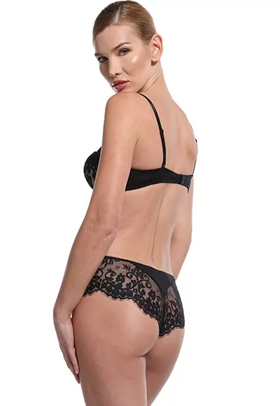 Slip Brésilien dentelle noir Rivoli