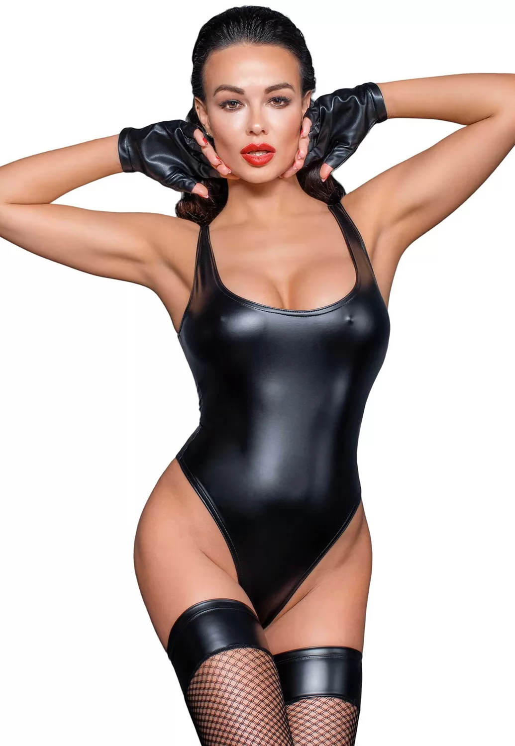 Body wetlook sexy cuir simili