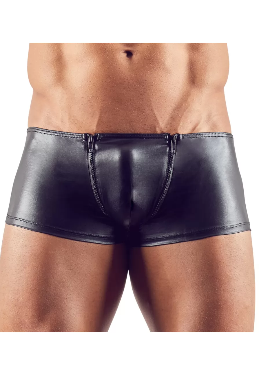 Boxer wetlook deux zips pour homme