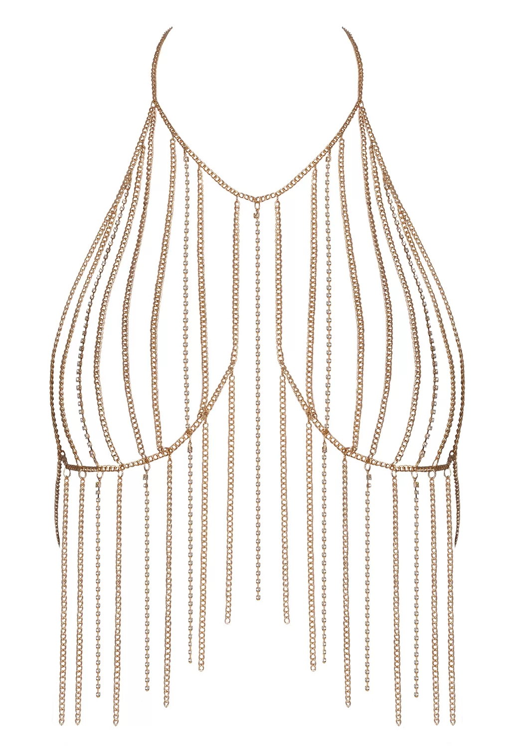 Chaine de corps dorée et strass