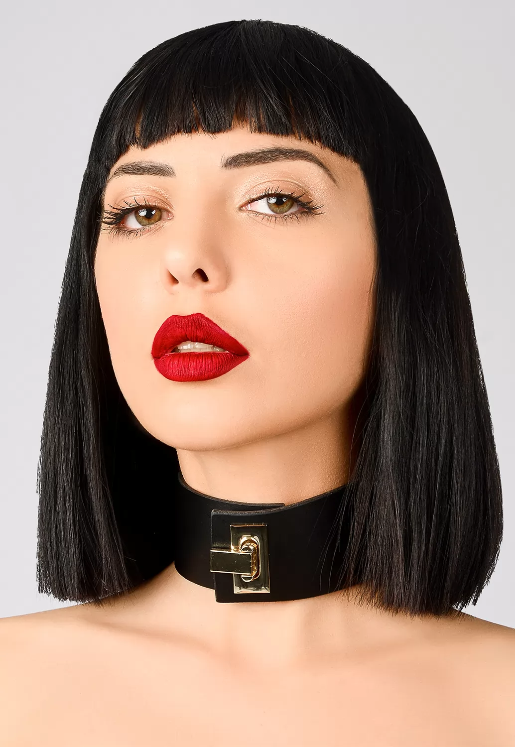 Clasp Choker Cuir Noir