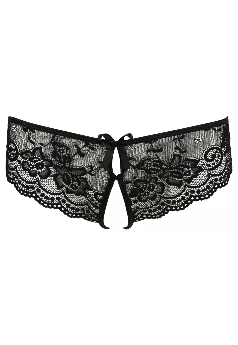 Culotte ouverte en dentelle noire