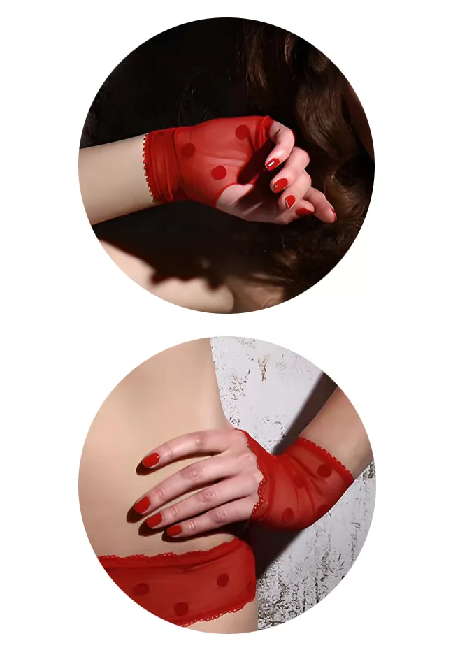 Mitaine rouge pois Midnight call Clandestine
