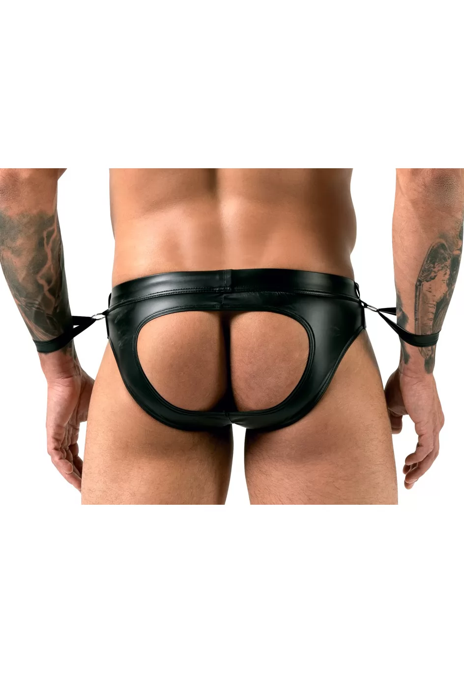 Slip ouverture Jock wetlook menottes