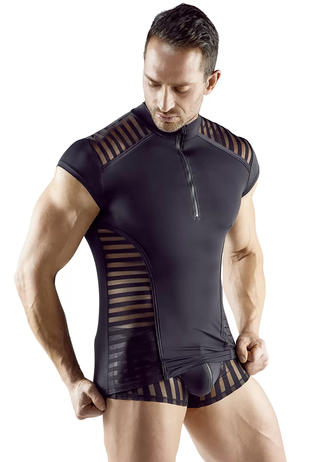 Tee shirt rayures transparentes pour homme