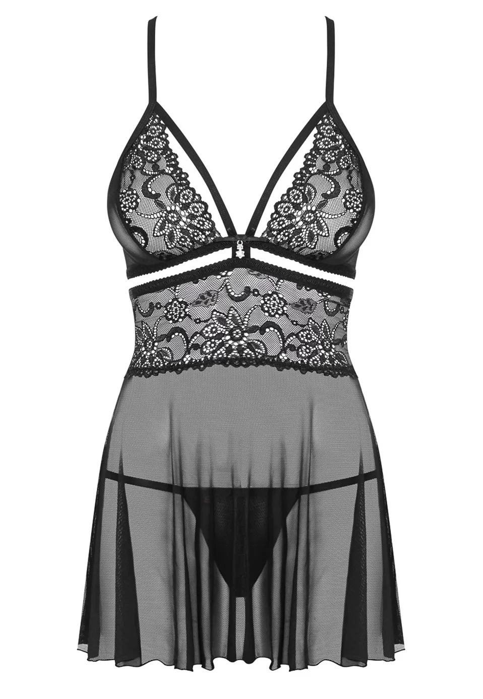 Babydoll dentelle string Noir 838