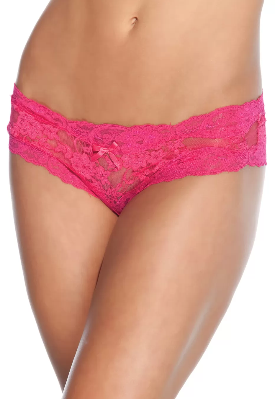 Culotte fendue en dentelle rose