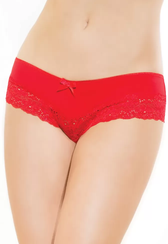 Culotte dentelle et microfibre rouge