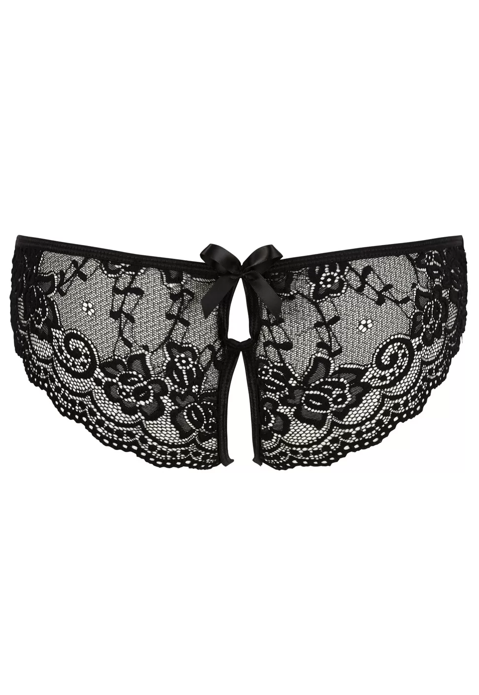 Culotte ouverte en dentelle noire