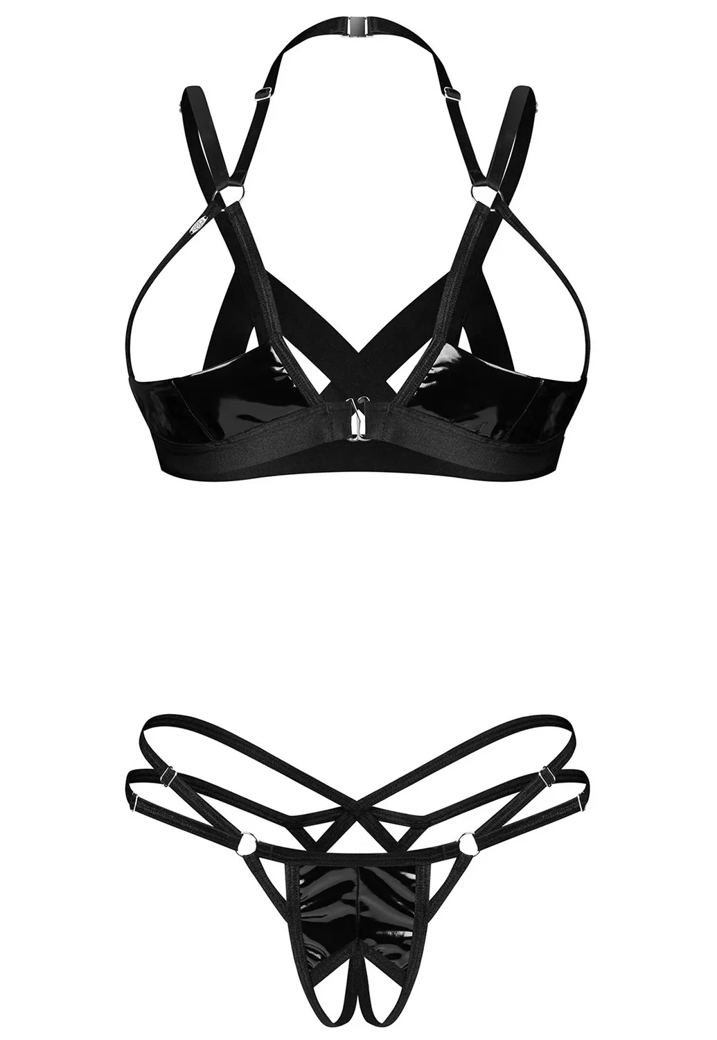 Lingerie ouverte vinyl noir Keira Lise