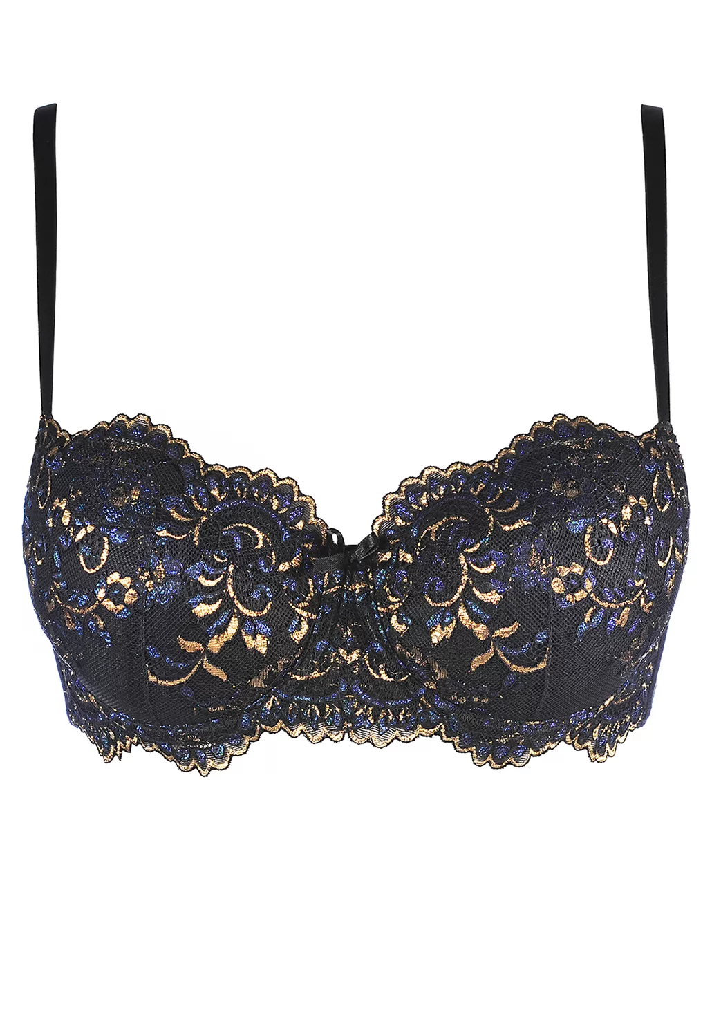 Soutien gorge corbeille bleu et or