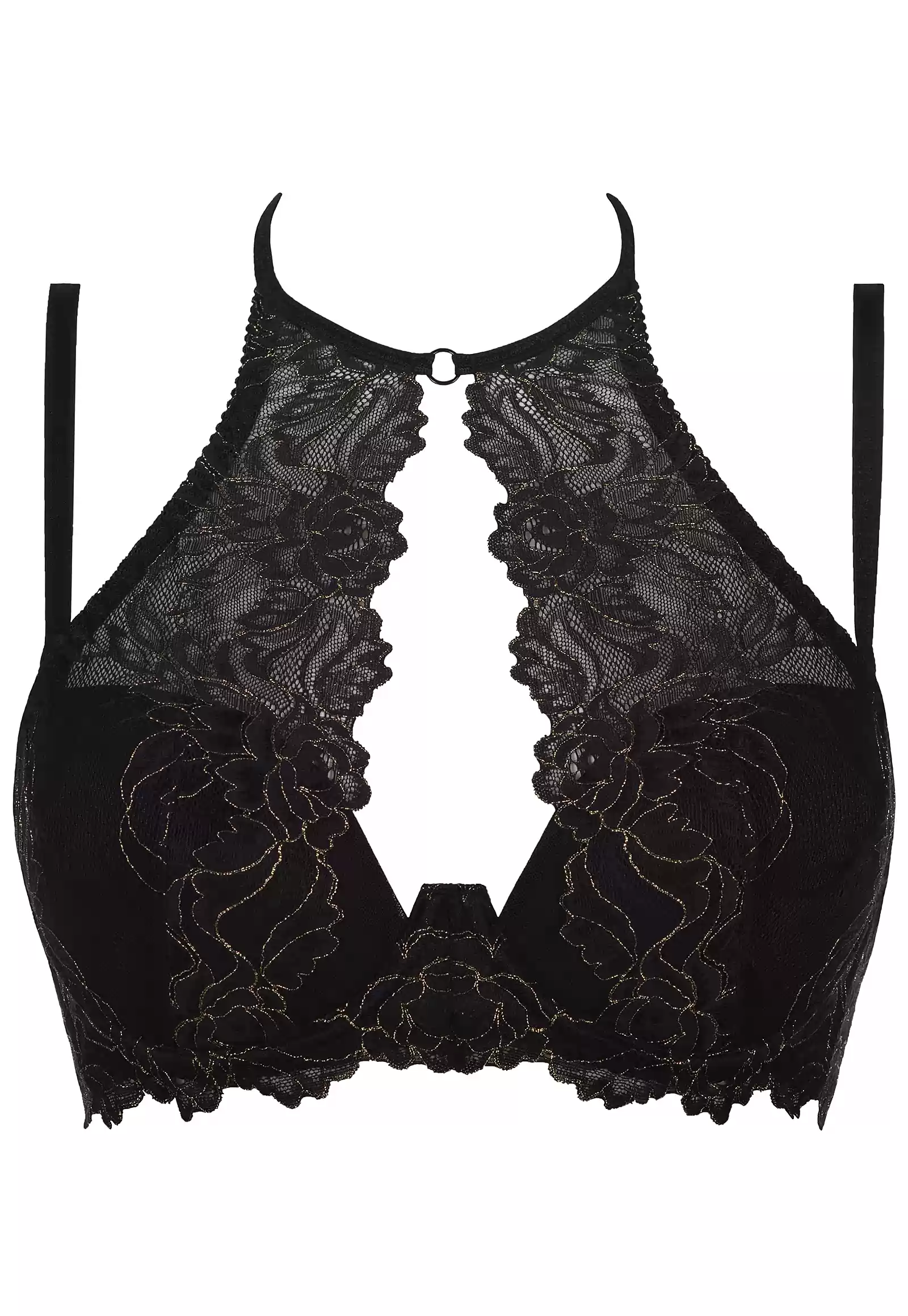 Soutien gorge dentelle noir et or