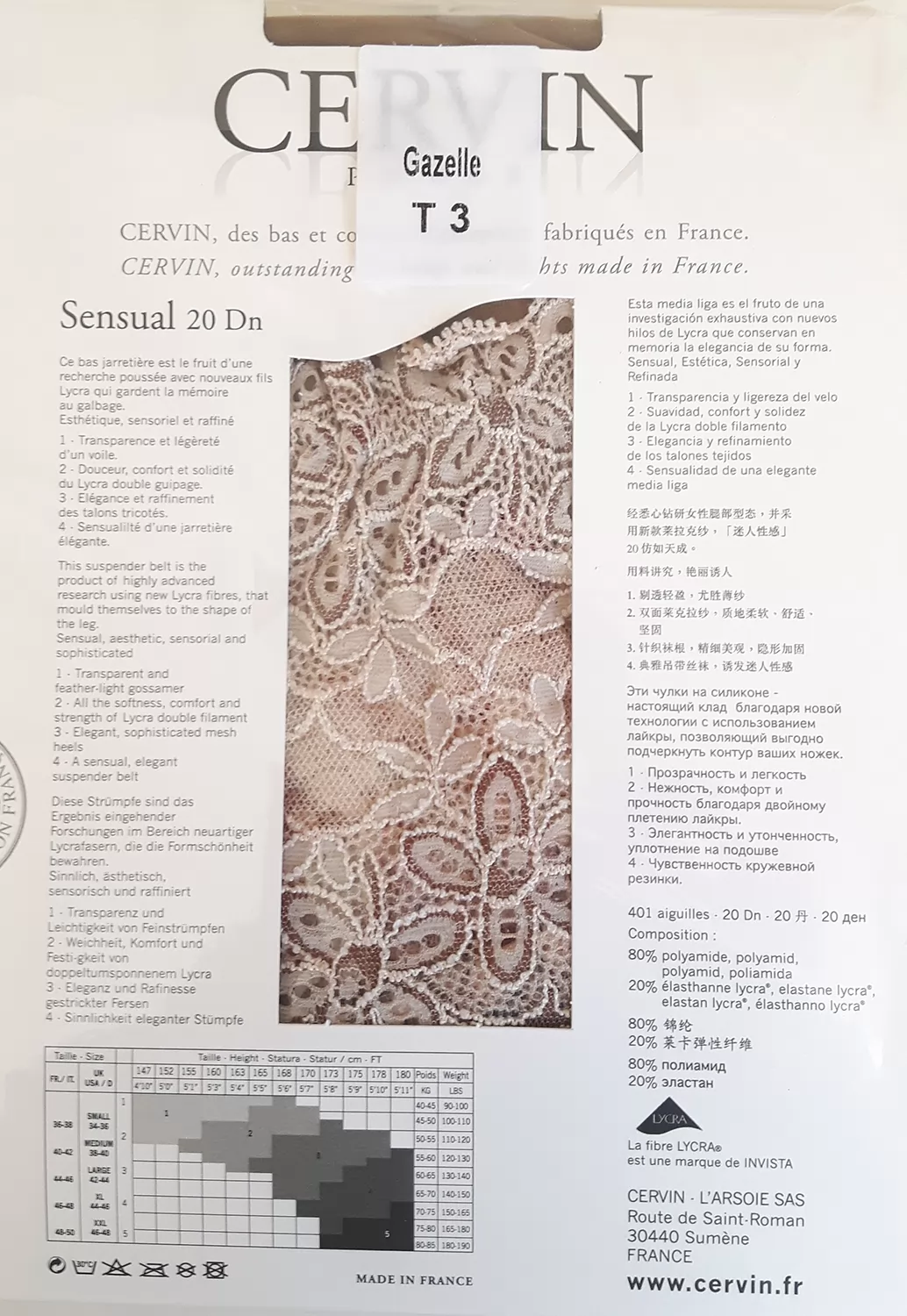 Bas jarretière large dentelle Sensual BJ autofixant T6 à T8