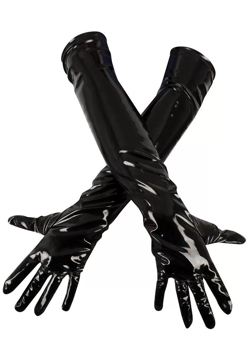 Gants longs en vinyl noir